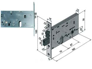 ELETTROSERRATURA DA INFILARE PER FASCE MM.78 H 306- - mm.80 (30680010) - 1 pezzi WELKA