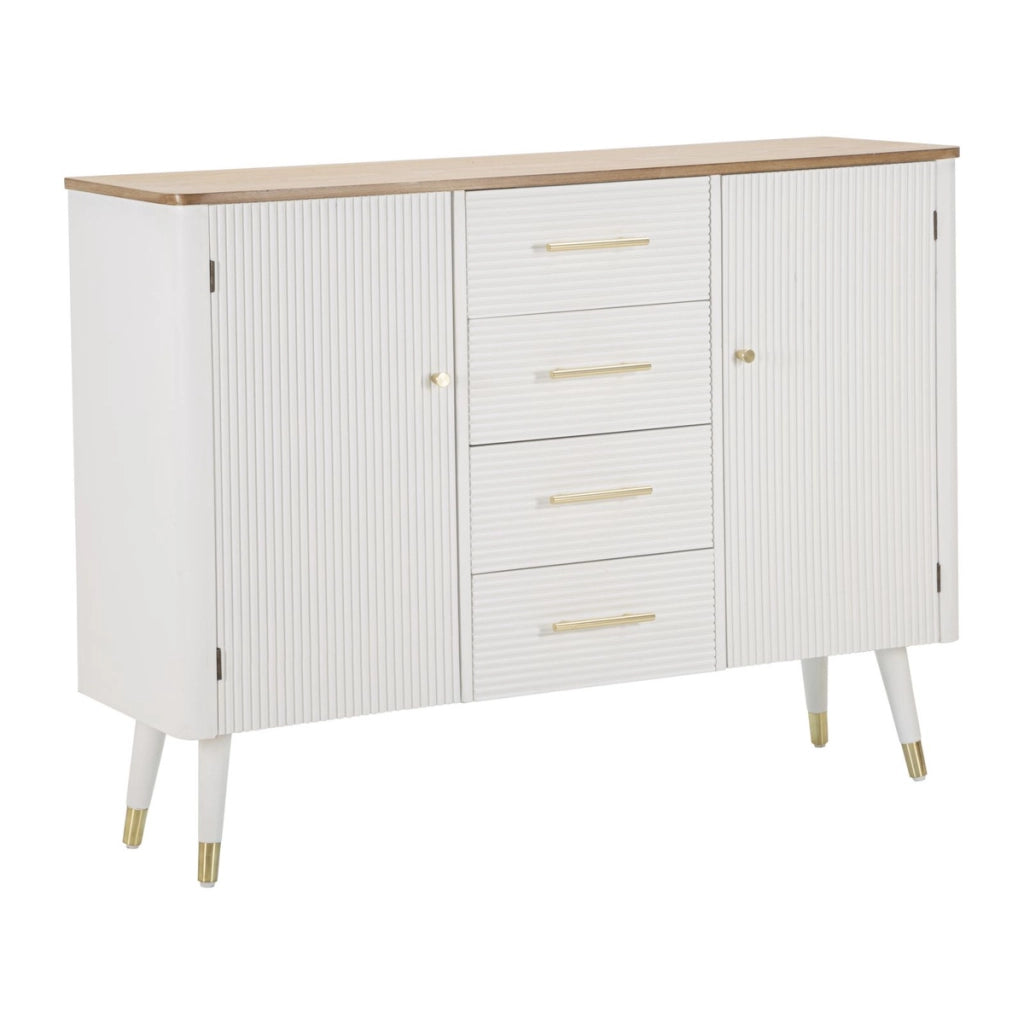 Credenza VKH24, Bianco, Legno, 117x37x90 cm