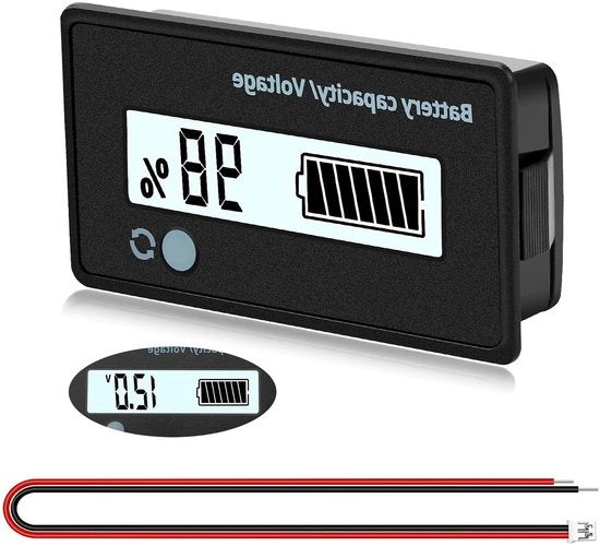 Misuratore di Capacità Batteria Voltmetro Monitor di Batteria Tester di Batteria Universale con Display LCD - DC 12V 24V 36V 48V 60V 72V Misuratore di Batteria con Illuminazione Bianca