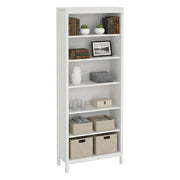 Libreria Sinlaku, Scaffale da ufficio, Mobile portalibri, Biblioteca, 78x33 h199 cm, Bianco