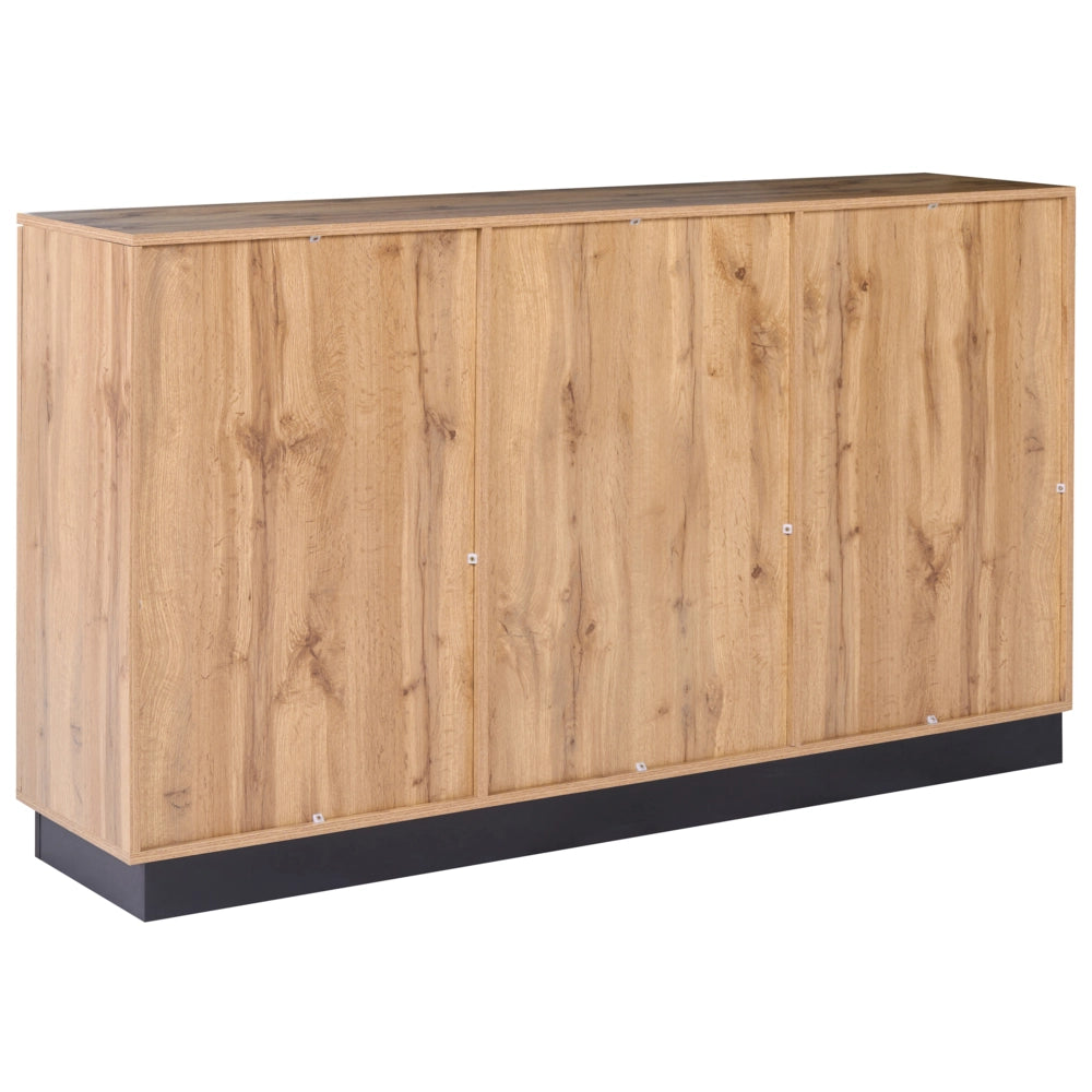 Credenza in MDF marrone con 3 cassetti e 2 ante finitura in melamina per soggiorno moderno