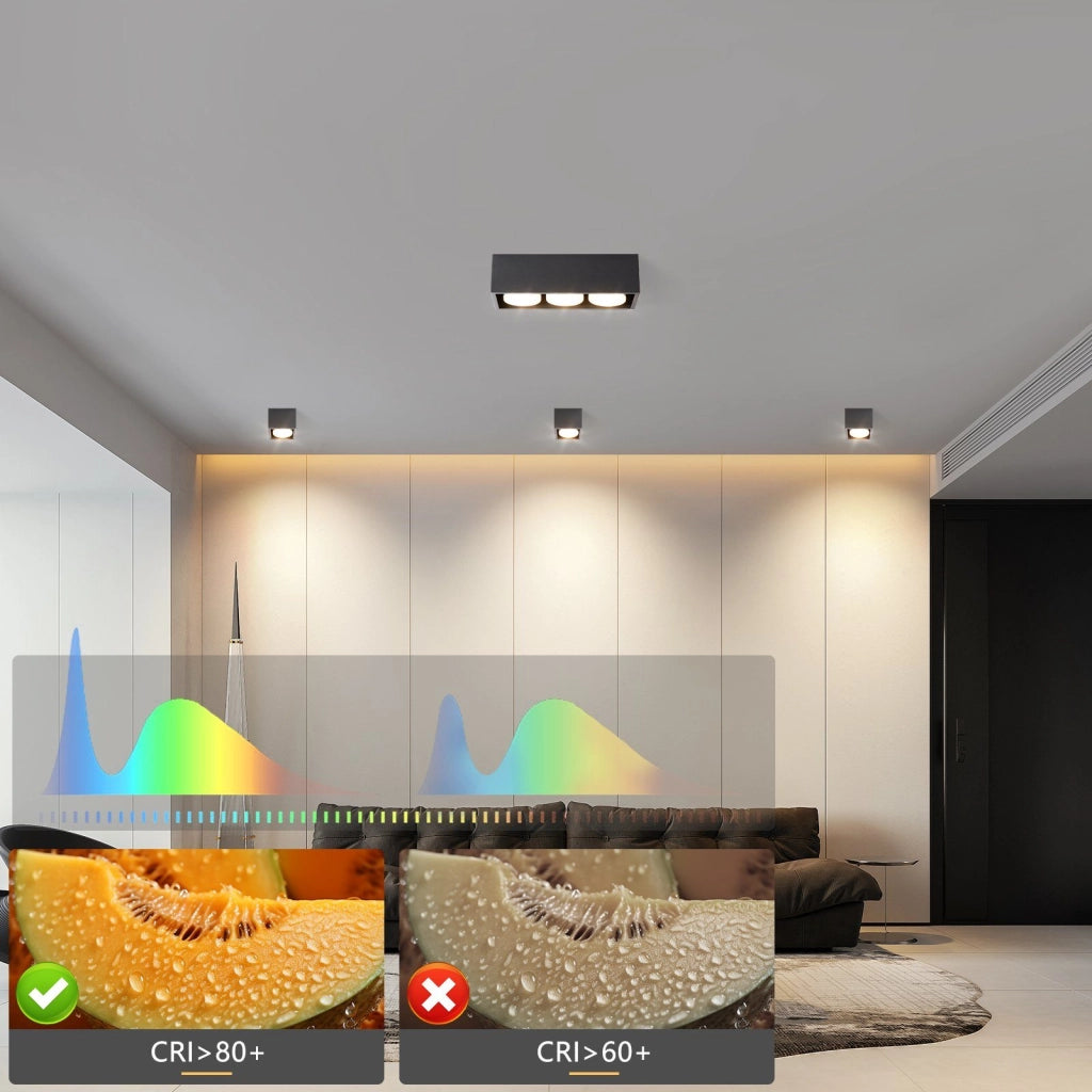 ZMH Faretto da soffitto LED quadrati 3 fiamme rotanti