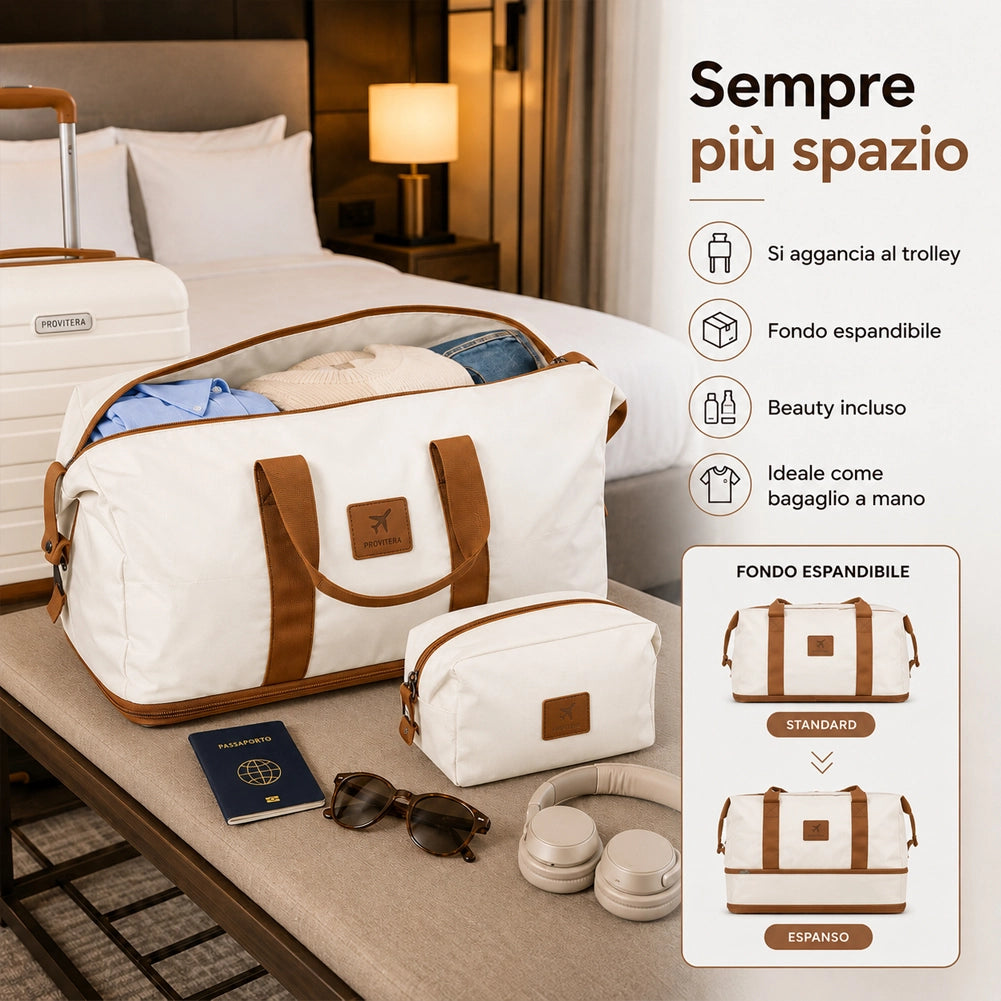 Set 6 Pezzi Valigie Rigide Family in ABS Beauty Case Beige e Marrone 55/66/75 cm