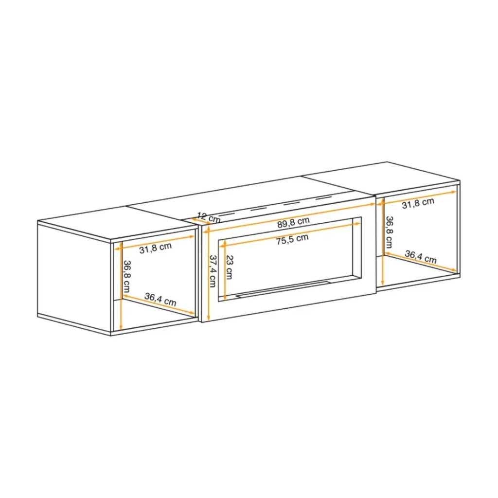 Mobile TV FLY – 2 porte + caminetto bioetanolo integrato – Rovere chiaro