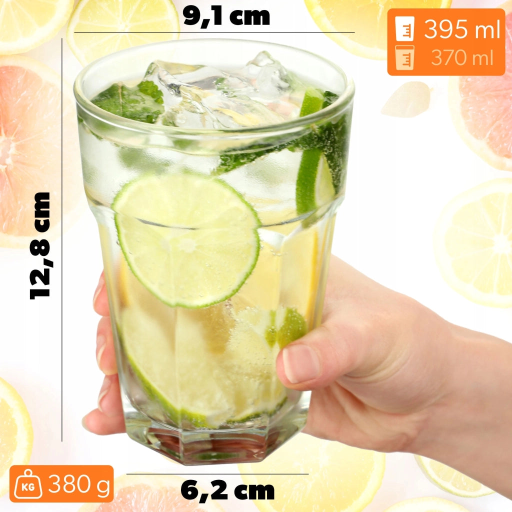 Bicchiere KADAX per bevande, succhi, acqua, bicchiere letterario, alto, 370 ml