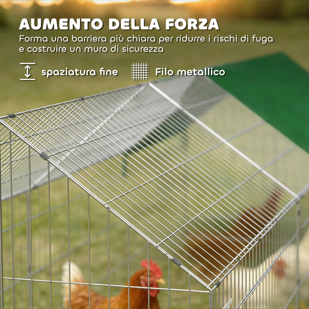 Gabbia per Conigli e Galline da Esterno e Interno 180x75x75 cm con Protezione Parasole e Griglia Metallica Verde