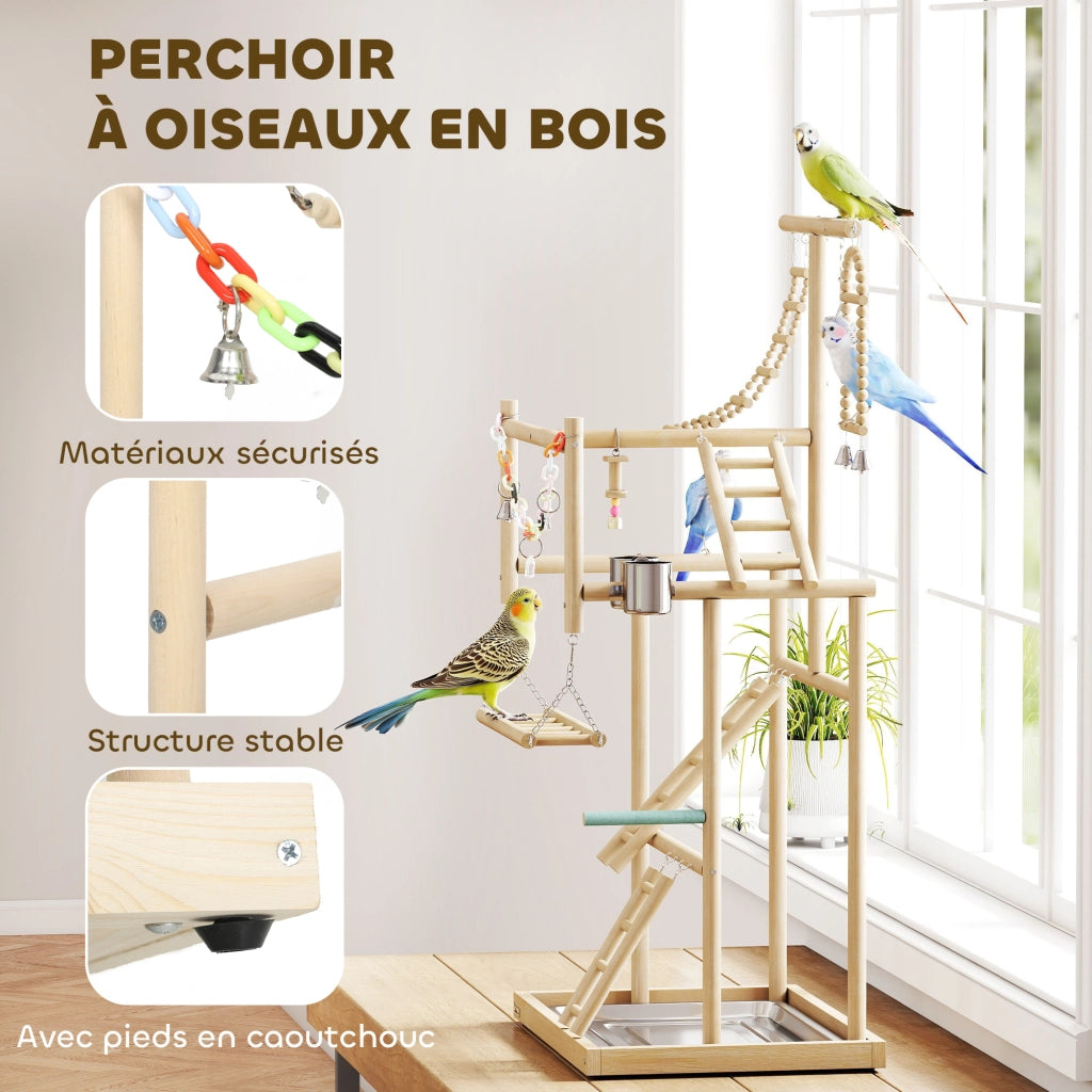 Parco giochi per uccelli - Xylo - legno naturale 48x38x95cm con scala e piattaforma