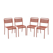 set 4 sedie da giardino bistrot in acciaio, terracotta