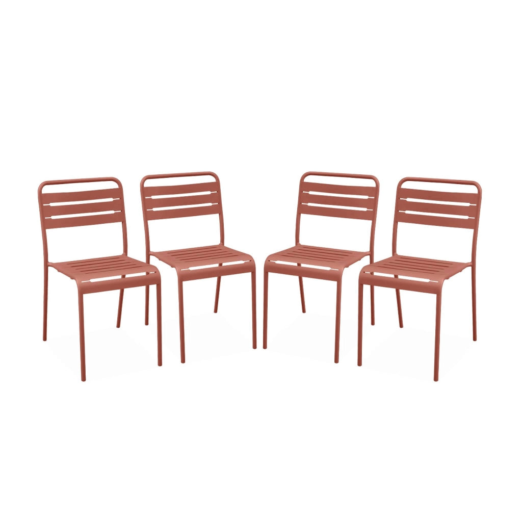 set 4 sedie da giardino bistrot in acciaio, terracotta