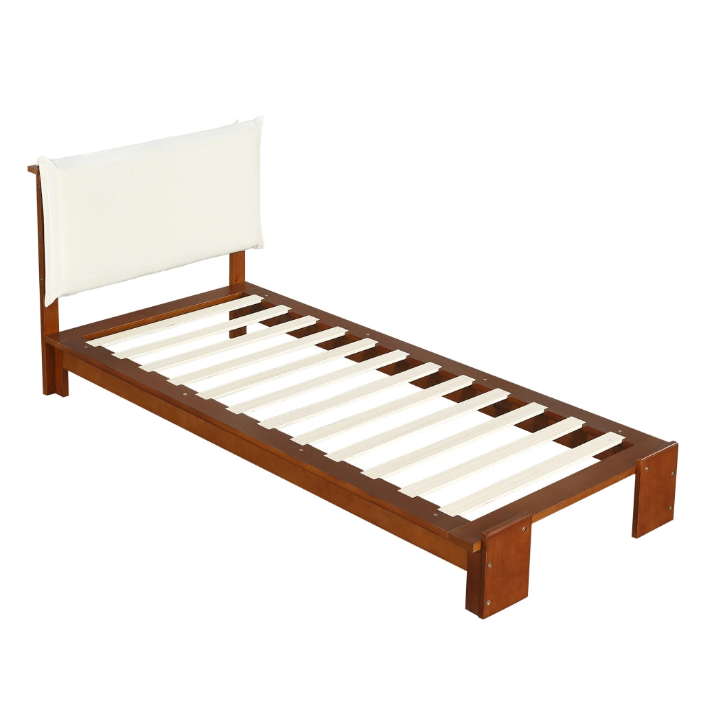 Letto Singolo Imbottito con Testiera ¨C MINIMAL ¨C Pino/Multistrato, Marrone Scuro, 90x200