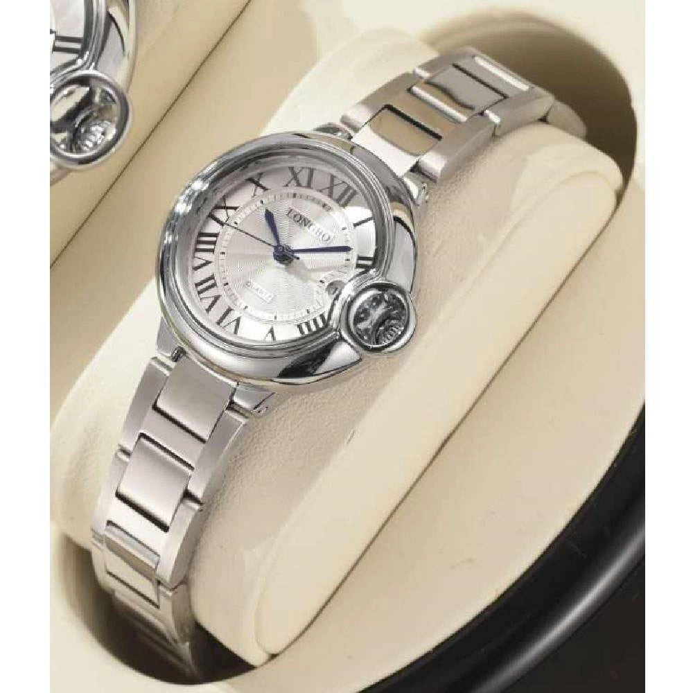 Trade Shop - Orologio Da Polso Uomo Donna Longbo 80771 Quarzo Data Impermeabile Casual Silver -