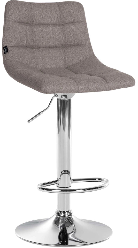 Sgabello Jerry in tessuto grigio,cromo