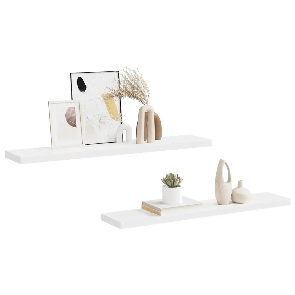 Scaffali a Parete 2 pz Bianchi 120x23,5x3,8 cm in MDF cod mxl 33440