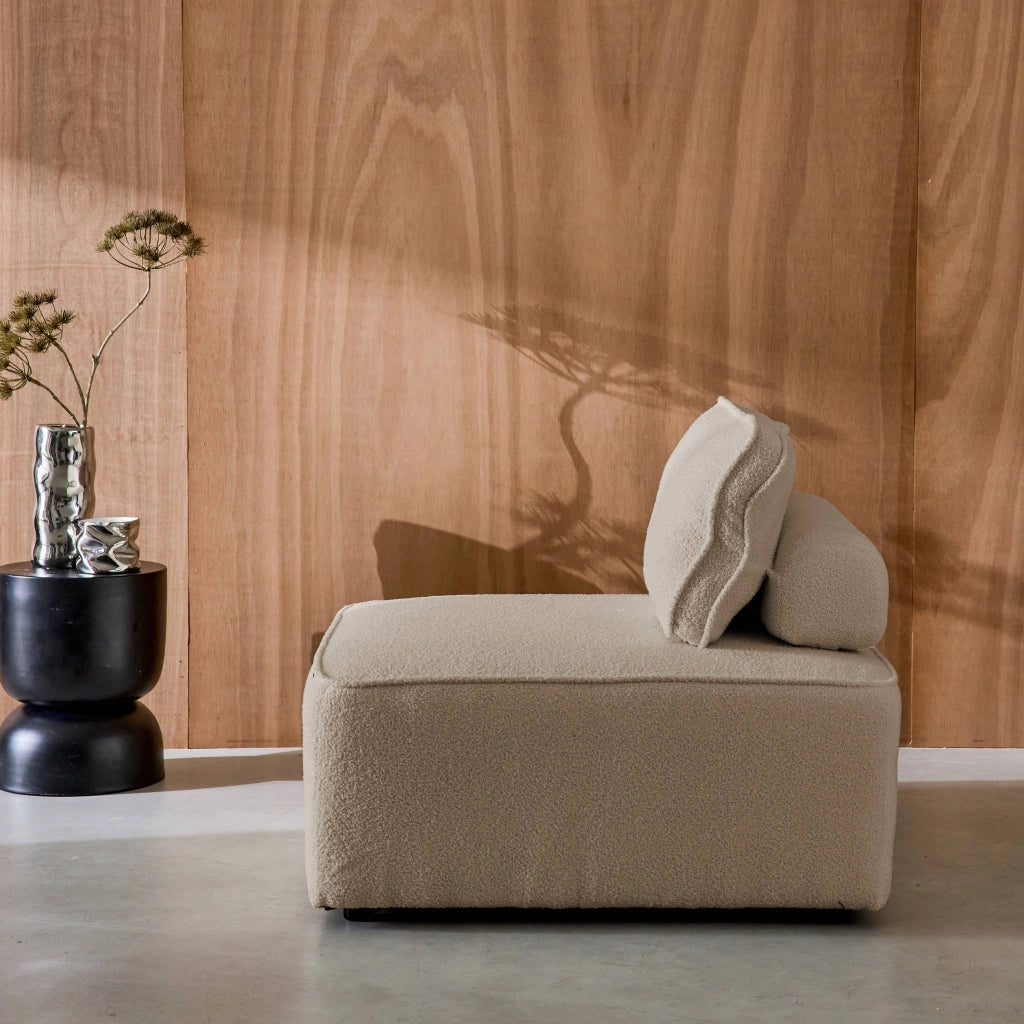 Modulo per divano modulare in tessuto bouclé, 1 posto, beige