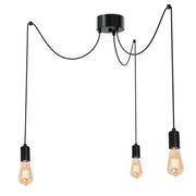 Lampada a sospensione loft nera regolabile 3xE27 Luminex