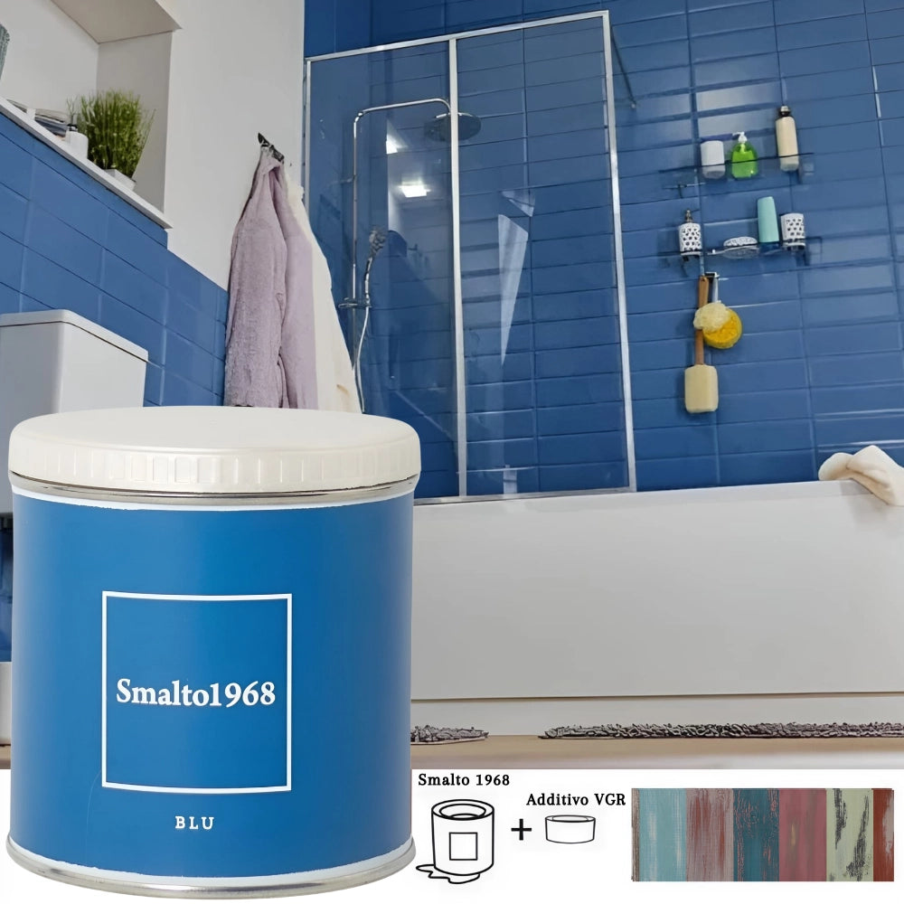 Smalto1968 base acqua vgr piastrelle ceramiche supporti difficili l 0.5 *** colore- blu, confezione 1