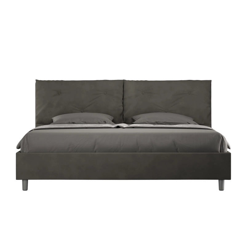 Letto imbottito Matrimoniale 200x210 cm Large - Senza rete,Microfibra,Grigio