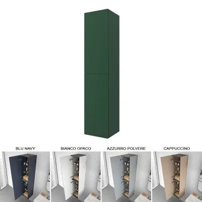 Colonna bagno sospesa 160 cm Melody verde bosco con ante reversibili