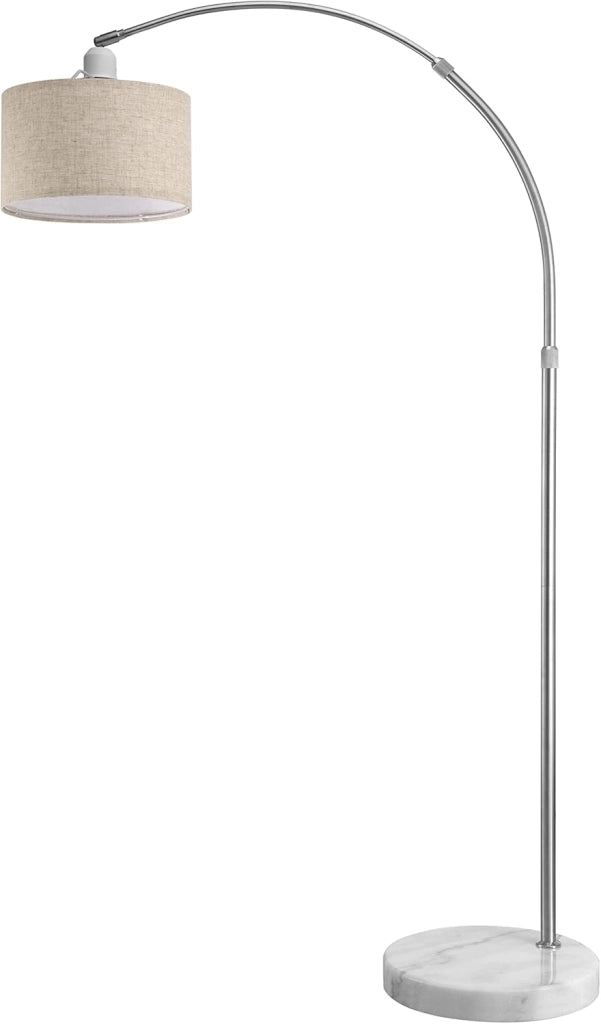Lampada da Terra Regolabile 150-175 cm Base in Marmo Paralume Orientabile in Tessuto Piantana Lampade ad Arco