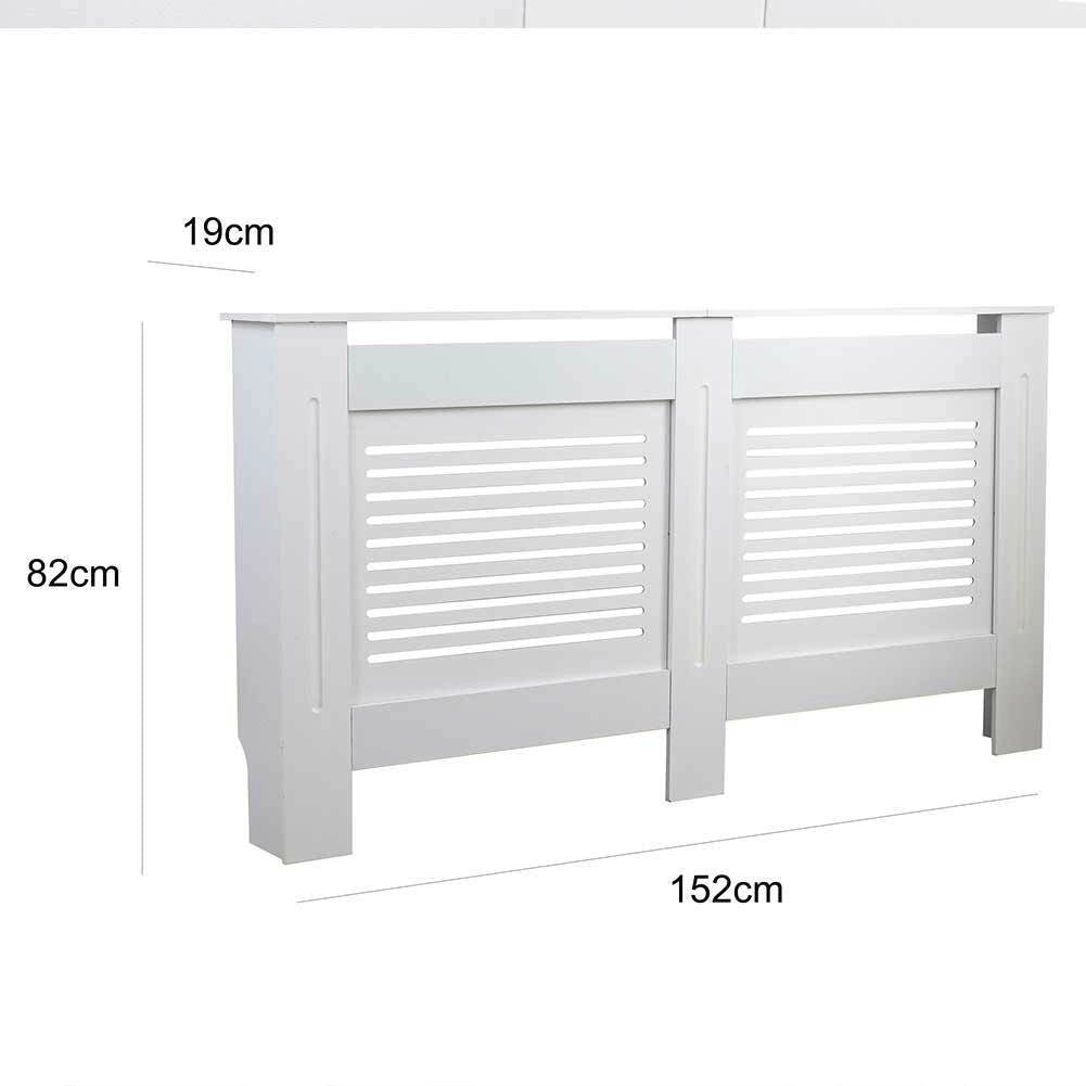 Copritermosifone in Legno MDF 152x19x82cm Copertura Radiatore Calorifero Bianco