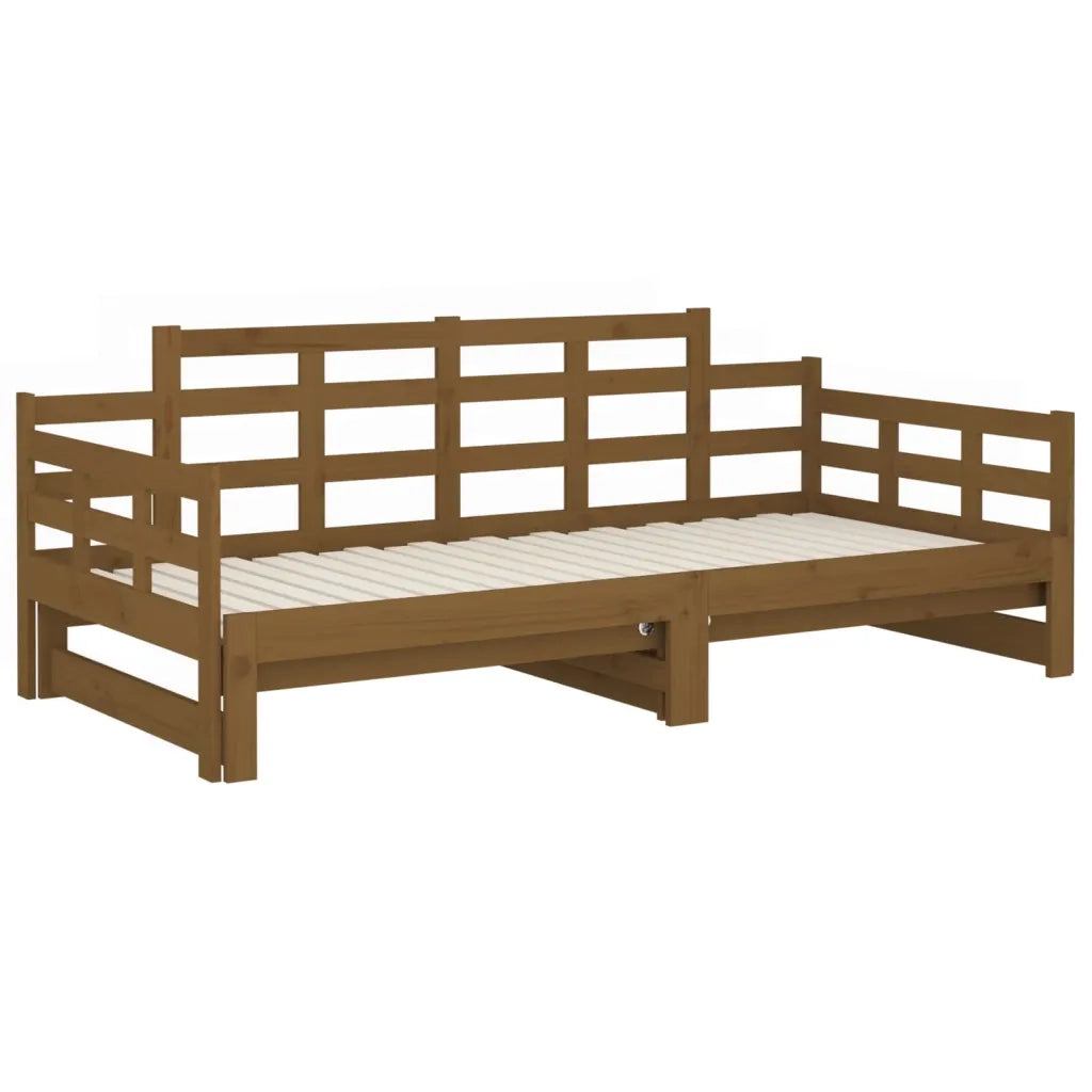 Letto singolo | Letto per adulti | Dormeuse Estraibile Ambra Legno Massello di Pino 2x(90x190)cm