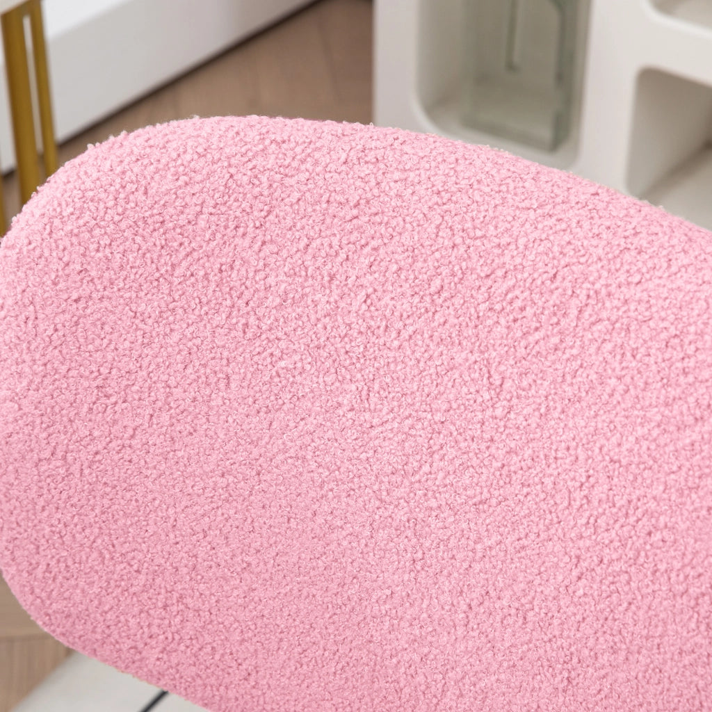 Sedia da ufficio ergonomica girevole senza braccioli con schienale medio, altezza regolabile, in poliestere rosa
