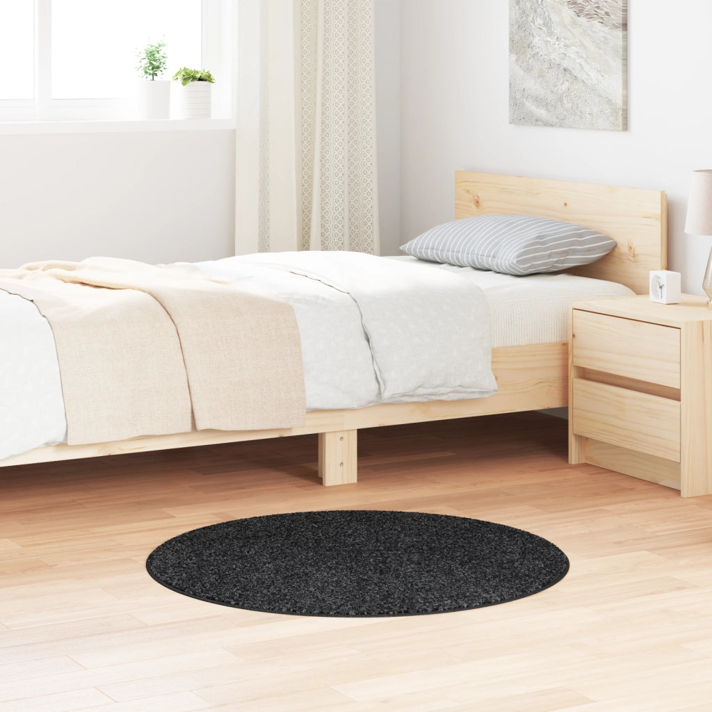 Tappeto Shaggy con supporto in lattice Grigio Scuro Ã¸90 cm