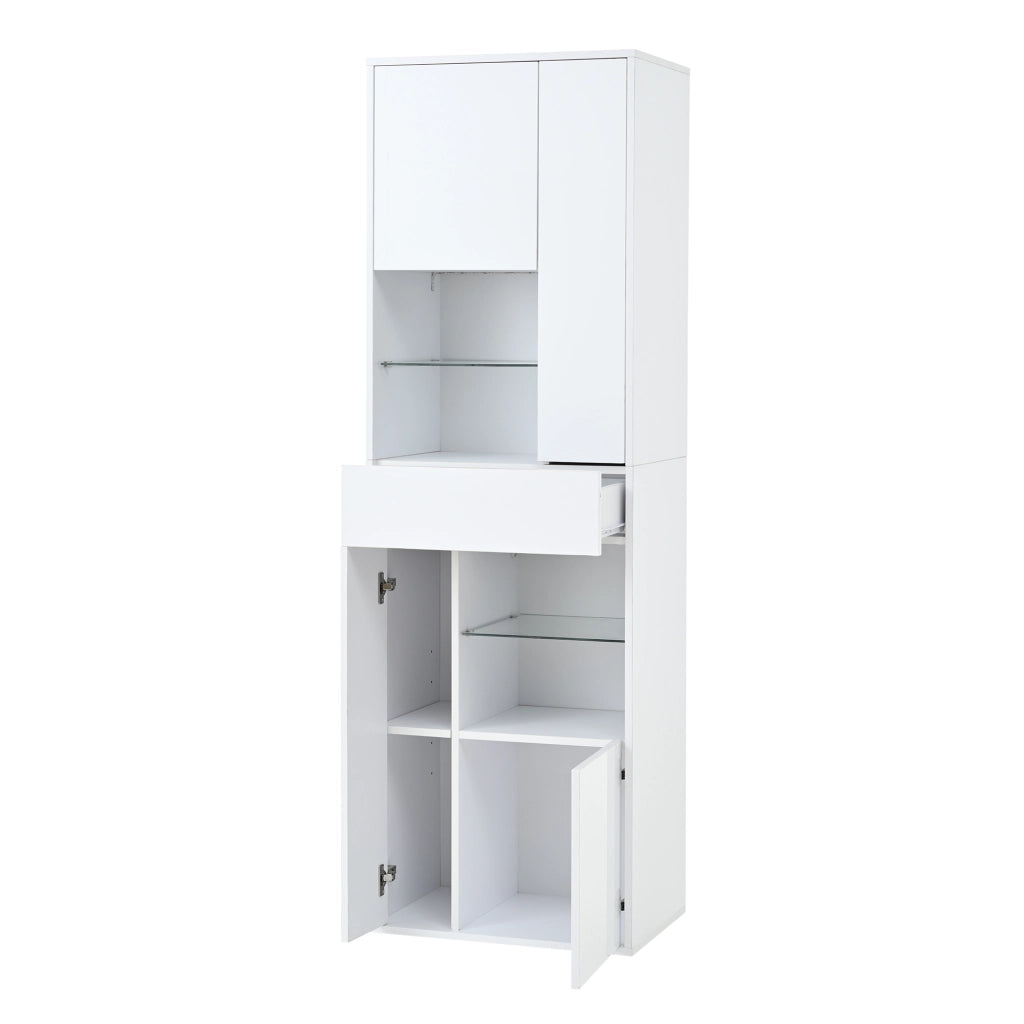 Vetrina Alta con Cassetto e LED ¨C MINIMAL ¨C Bianco Lucido 55x38x170