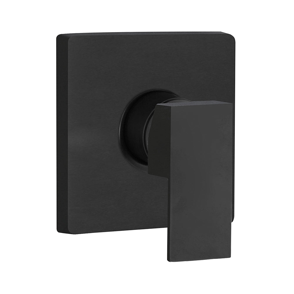 Set doccia soffione quadrato 30x30cm in acciaio inox braccio 30cm e miscelatore con leva nero opaco Kubo