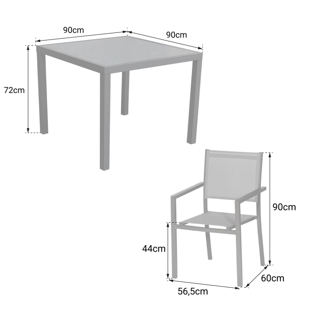 BERGAMOSet di mobili da giardino in textilene grigio 4 posti - alluminio bianco