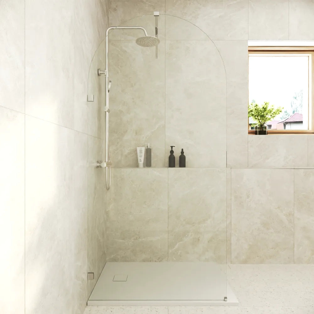 Doccia walk-in arco 100cm con cerniere cromate vetro trasparente 8mm easy clean h200| Nusa