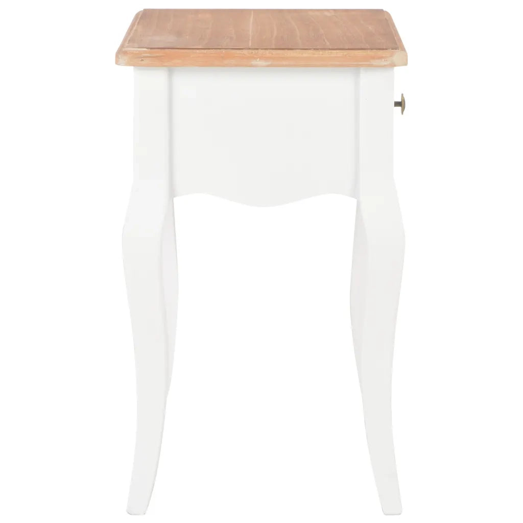 Comodino Bianco e Marrone 40x30x50 cm in Legno Massello di Pino 280006
