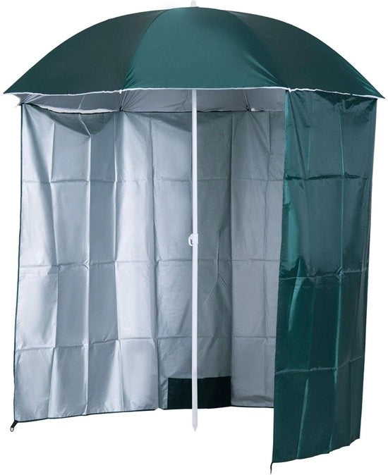 Parasole per giardino con tenda laterale in poliestere verde scuro 2,2 x 2,2 m