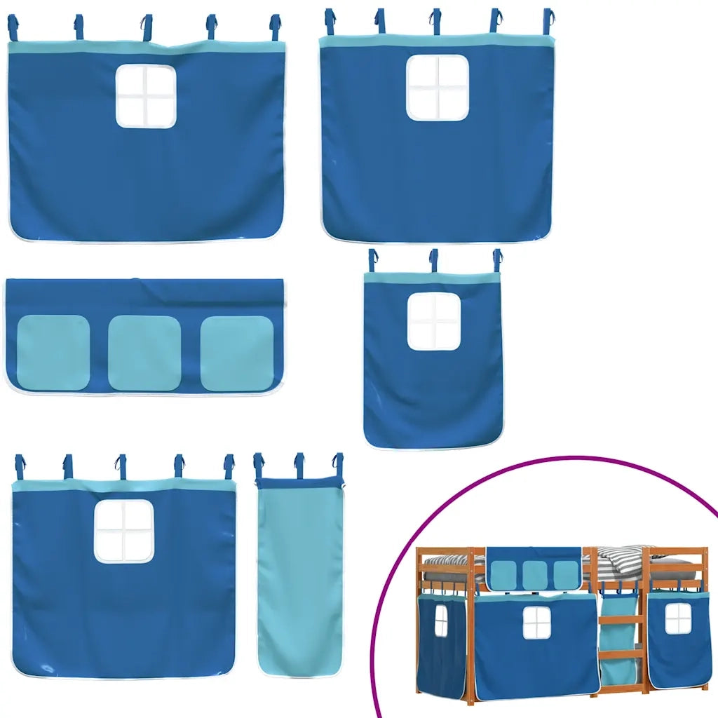 Letto a Castello senza Materasso Blu 90x190cm Massello Pino