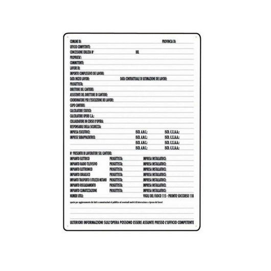 Cartello segnaletico per concessioni edili in polionda cm. 40x60
