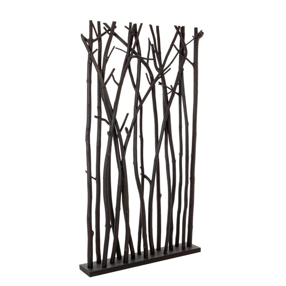 Paravento in Legno Mungur Naturale con Rami Decorativi - INGRID