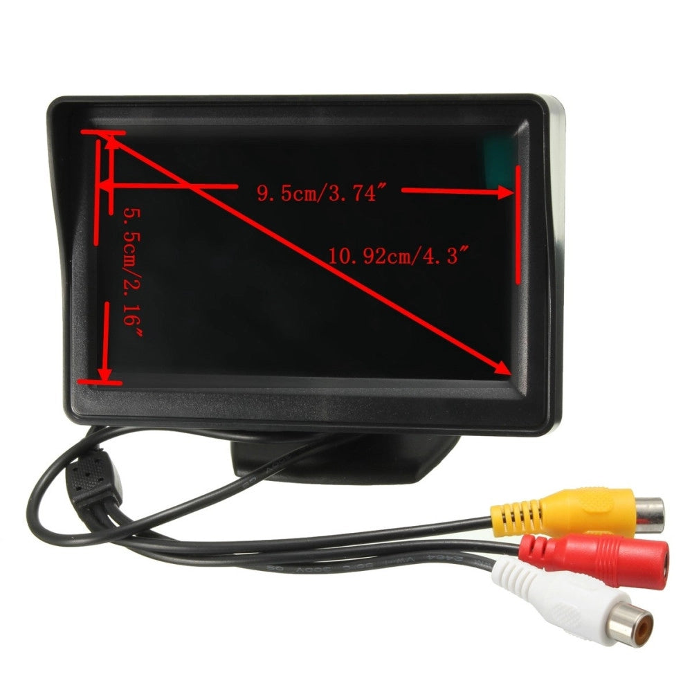 Trade Shop - Kit Telecamera Retromarcia Monitor 4,3" Tft Lcd Staffata Cablata Auto Camper -