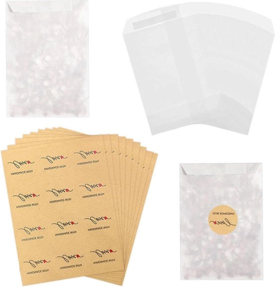 100 Set di Sacchetti Confetti Biodegradabili - Sacchetti di Pergamena per Matrimoni - 125 * 7 cm