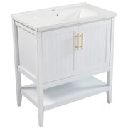 Mobile sottolavabo con lavabo in ceramica - per bagno - in MDF - 80 x 47 x 89 cm - bianco