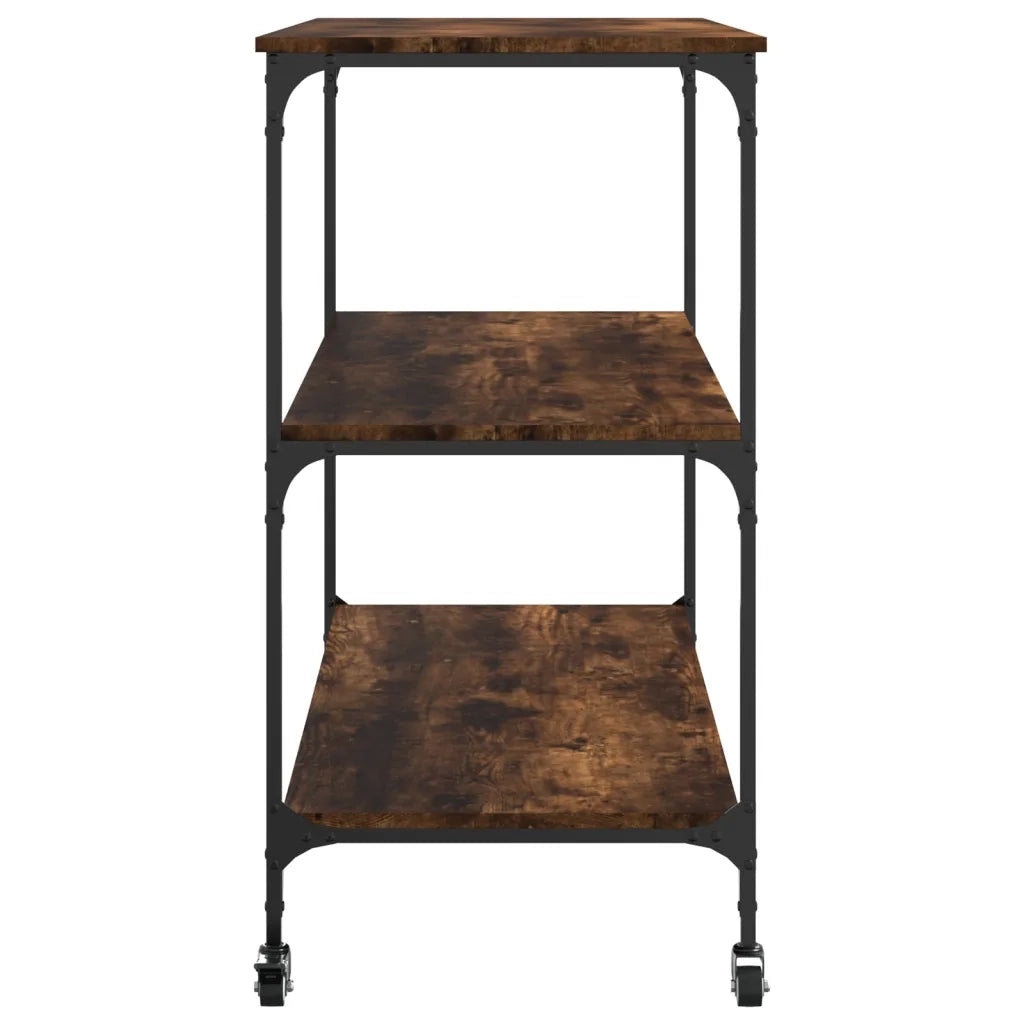 Carrello da Cucina-Scaffale per Cucina Rovere Fumo 102x50x95 cm Legno Multistrato