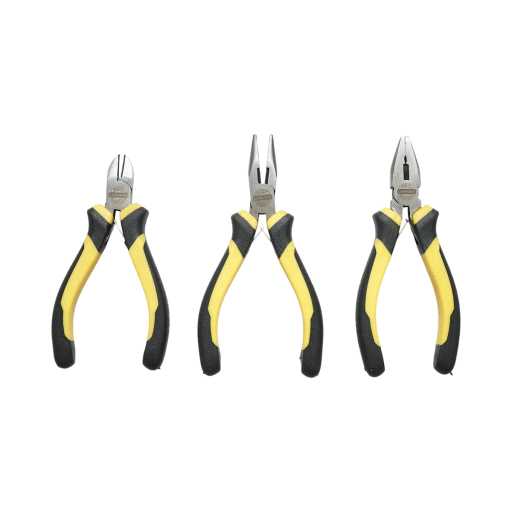 Set di 3 mini pinze combinate brevettate, a punta fine, punta affilata 115 mm Crownman