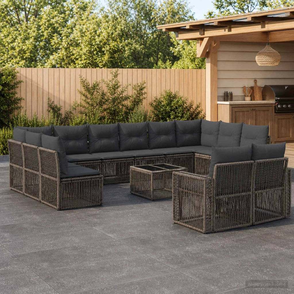 Set Divano da Giardino 13 pz Grigio e Grigio Scuro polyrattan 3435272