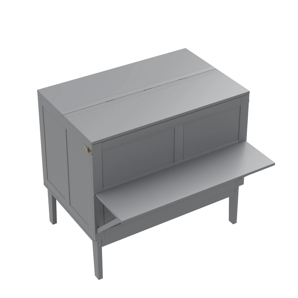 Letto a scomparsa verticale 90x200 cm salvaspazio con vani inferiori; grigio