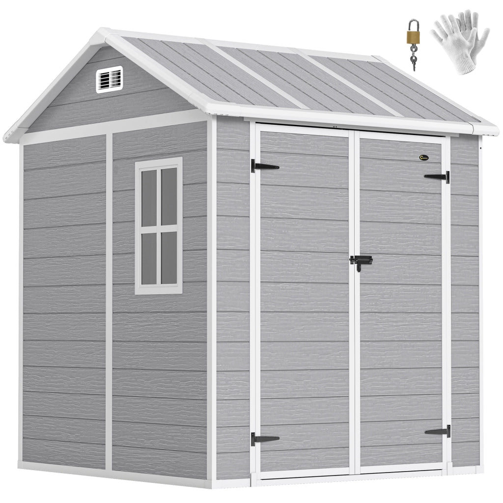 Casetta da Giardino in Plastica con Finestra e Porta Bloccabile ¨C Zephmum ¨C Grigio 120x90x120 cm