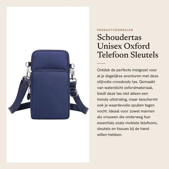 Borsa da Spalla Impermeabile - Tessuto Oxford - Cinturino Regolabile - Altezza Armi - Dimensioni 10x5x19cm - Adatta per Telefono - Borsa da Spalla