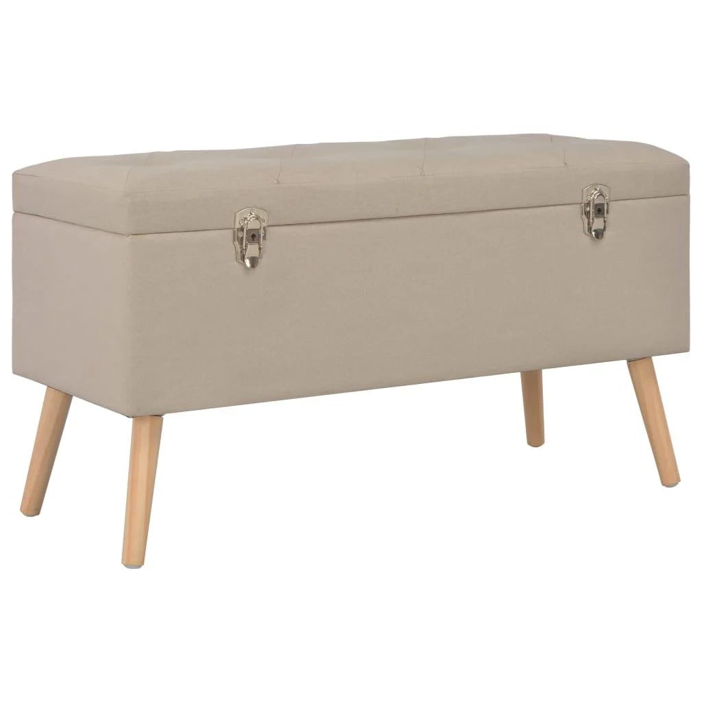 Panca pouf sgabello contenitore 3 pezzi tessuto beige 3002089