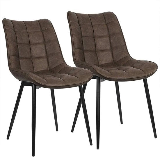 Sedie da Cucina - Qualità Premium Pelle Artificiale - Per la Sala da Pranzo, Salotto & Camera da Letto - Set da 2 - Marrone Scuro