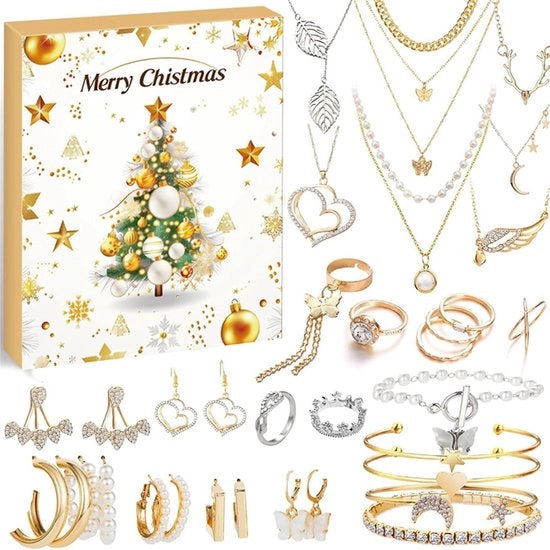 Calendario dell'Avvento per gioielli femminili 2025 - Calendario dell'Avvento gioielli 2025 - 24 giorni di regali sorpresa per le festività - Creazione di gioielli per Natale - Calendario dell'Avvento per regalo natalizio
