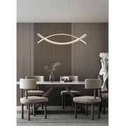 Trade Shop - Lampadario A Sospensione Moderno 2 Linee Curve Incrociate Luce 4000k 6500k Lp-27 - -bianco Naturale      -