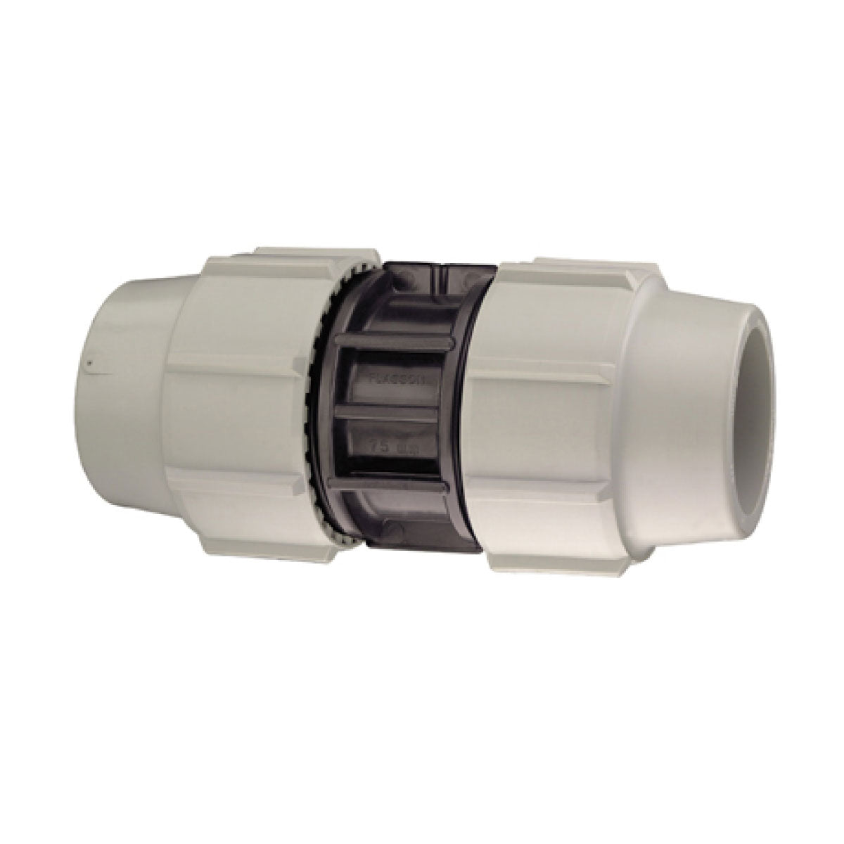 RACCORDO DIRITTO INTERMEDIO A COMPRESSIONE FEMMINA FEMMINA IN POLIPROPILENE SERIE 7010 BIANCO E NERO - Ø75 PN16  - PSN